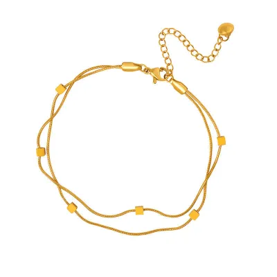 Small Square Double Layer Snake Bone Anklet